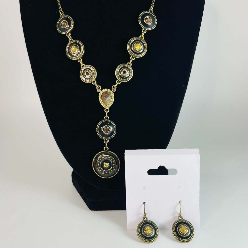 Antique Gold Necklace & Earring Set